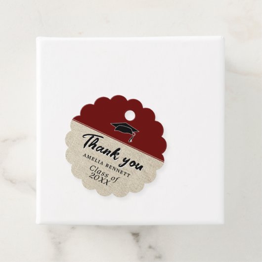 Rustiek Rood Afstuderen Pet Afstuderen Dank u Bedankjes Labels (In situ)