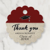 Rustiek Rood Afstuderen Pet Afstuderen Dank u Bedankjes Labels (Voorkant)