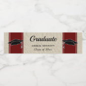 Rustiek Rood Afstuderen Pet Afstuderen Waterfles Etiket (Enkel label)