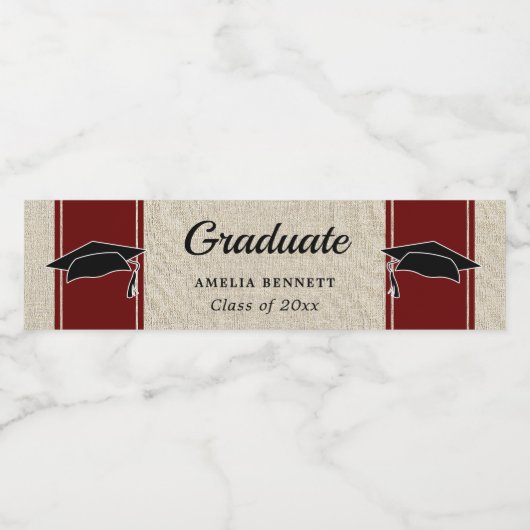 Rustiek Rood Afstuderen Pet Afstuderen Waterfles Etiket (Enkel label)