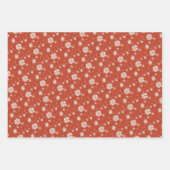 Rustiek Rood & Beige  Sneeuwvlok Kerst Inpakpapier Vel (Voorkant 2)