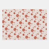 Rustiek Rood & Beige  Sneeuwvlok Kerst Inpakpapier Vel (Voorkant)