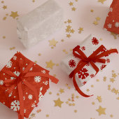 Rustiek Rood & Beige Sneeuwvlok Kerst Inpakpapier Vel