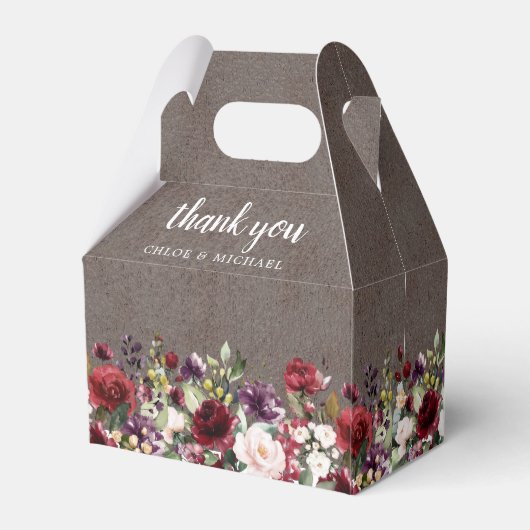 Rustiek Rood Blush Roze Rose Bloemen Bruiloft Bedankdoosjes (Achterkant)