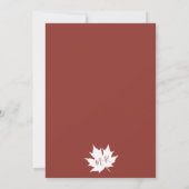 Rustiek rood bruin esdoornblad eenvoudig bruiloft kaart (Achterkant)