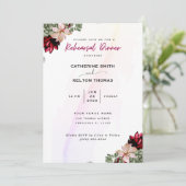 Rustiek Rood Elegant Bloemen Repetitie Diner Kaart (Staand voorkant)