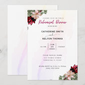 Rustiek Rood Elegant Bloemen Repetitie Diner Kaart (Voorkant / Achterkant)