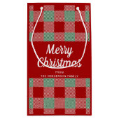 Rustiek rood en groen geplakt Kerstmis Klein Cadeauzakje (Achterkant)