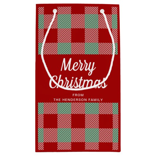 Rustiek rood en groen geplakt Kerstmis Klein Cadeauzakje (Achterkant)