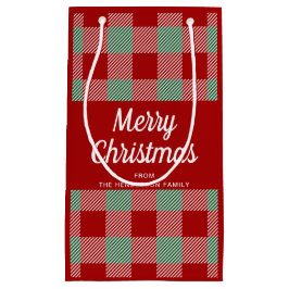 Rustiek rood en groen geplakt Kerstmis Klein Cadeauzakje