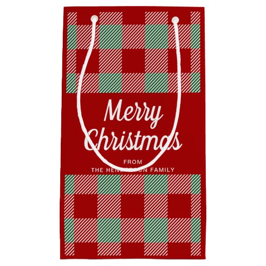 Rustiek rood en groen geplakt Kerstmis Klein Cadeauzakje (Voorkant)