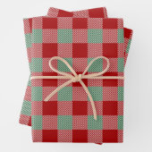 Rustiek rood en groen geplakt patroon inpakpapier vel (In situ)