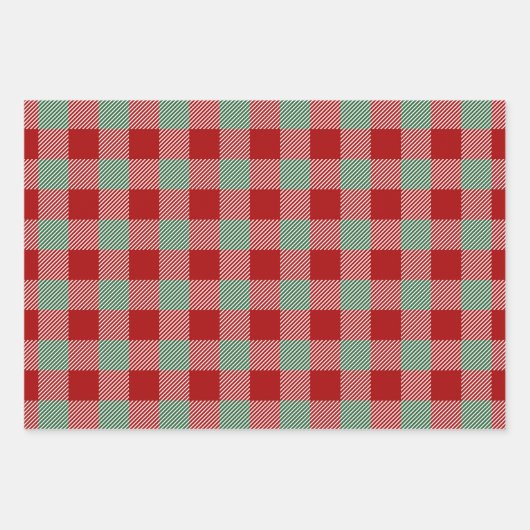 Rustiek rood en groen geplakt patroon inpakpapier vel (Voorkant)