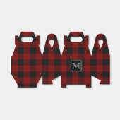 Rustiek Rood en Zwart Buffel Plaid Monogram Bedankdoosjes (Uitgevouwen)