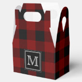 Rustiek Rood en Zwart Buffel Plaid Monogram Bedankdoosjes (Geopend)