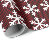 Rustiek rood en zwart geplakt sneeuwvlok Kerstmis Cadeaupapier (Rol Hoek)