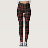 Rustiek rood en zwart geruite patroon leggings (Voorkant)