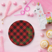 Rustiek Rood en Zwart plaid - dennenappels Papieren Bordje (Feest)