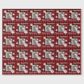 Rustiek rood en zwart plaid met sneeuwvlok detail cadeaupapier (Vlak)