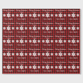 Rustiek rood en zwart plaid met sneeuwvlok detail cadeaupapier (Vlak)