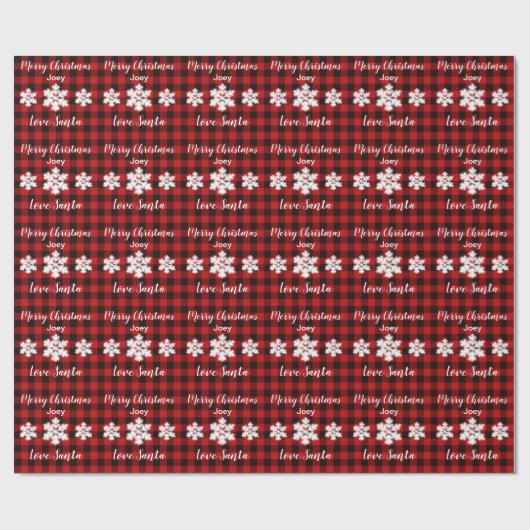 Rustiek rood en zwart plaid met sneeuwvlok detail cadeaupapier (Vlak)