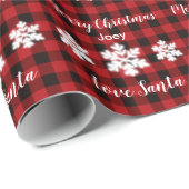 Rustiek rood en zwart plaid met sneeuwvlok detail cadeaupapier (Rol Hoek)