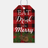 Rustiek rood en zwart plaid-tartan cadeaulabel (Voorkant)