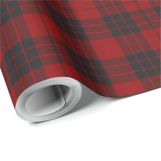 Rustiek Rood en Zwart Tartan Buffel Patroon Plaid Cadeaupapier (Rol Hoek)
