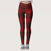 Rustiek Rood en Zwart Tartan Buffel Patroon Plaid Leggings (Voorkant)