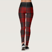 Rustiek Rood en Zwart Tartan Buffel Patroon Plaid Leggings (Achterkant)