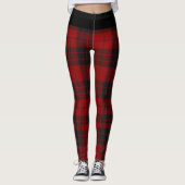 Rustiek Rood en Zwart Tartan Buffel Patroon Plaid Leggings (Voorkant)