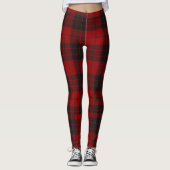 Rustiek Rood en Zwart Tartan Buffel Patroon Plaid Leggings (Voorkant)