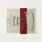 Rustiek rood gefeliciteerd afstudeerfeest wandkleed (Voorkant (horizontaal))