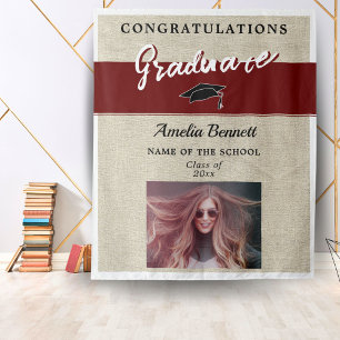 Rustiek rood gefeliciteerd Graduation Party Foto Wandkleed