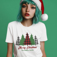Rustiek Rood Geplaagd Vrolijk Kerstbomen Vrouwen