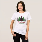 Rustiek Rood Geplaagd Vrolijk Kerstbomen Vrouwen Tri-Blend Shirt (Voorkant volledig)