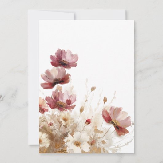 Rustiek Rood & Gerst Aquarel Wilde Bloemen Kaart (Achterkant)