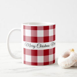 Rustiek rood geruit vrolijk kerstfeest koffiemok
