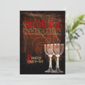 Rustiek Rood Goud Gotische Halloween bruiloft Kaart (Staand voorkant)