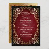 Rustiek Rood Goud Koninklijk Trouwmenu Menu (Voorkant / Achterkant)