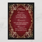 Rustiek Rood Goud Koninklijk Trouwmenu Menu (Voorkant)