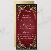 Rustiek Rood Goud Koninklijk Trouwmenu Menu (Voorkant / Achterkant)