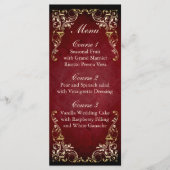 Rustiek Rood Goud Koninklijk Trouwmenu Menu (Voorkant)