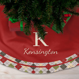 Rustiek Rood Groen Argyle Kerstmis Monogram Kerstboom Rok