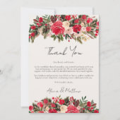 Rustiek Rood groen Bloemen Winter Bruiloft Bedankkaart (Voorkant)