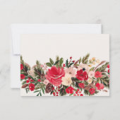 Rustiek Rood groen Bloemen Winter Bruiloft RSVP Kaartje (Achterkant)