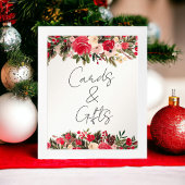 Rustiek Rood groen Bloemen Winter Chique Trouwbord Poster