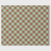 Rustiek Rood & Groen Diagonaal Tartan Plaid Kerstm Cadeaupapier (Vlak)