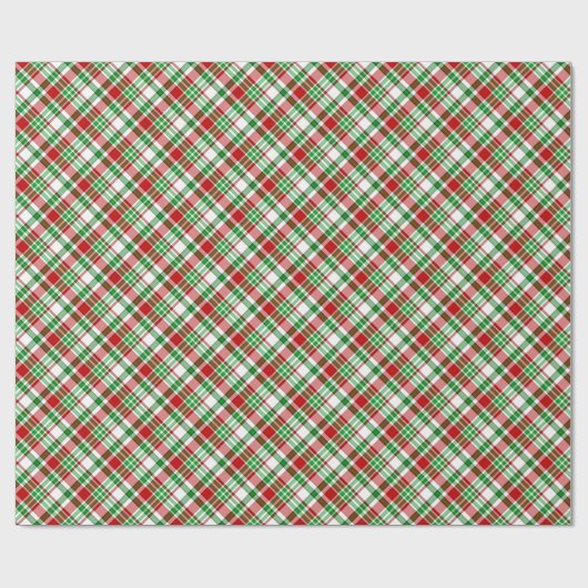 Rustiek Rood & Groen Diagonaal Tartan Plaid Kerstm Cadeaupapier (Vlak)