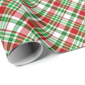 Rustiek Rood & Groen Diagonaal Tartan Plaid Kerstm Cadeaupapier (Rol Hoek)